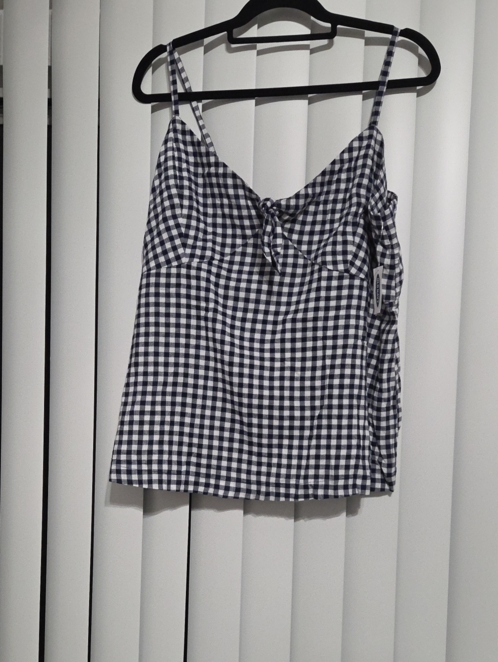 Old Navy Navy and White Gingham Tie-Front Cami
